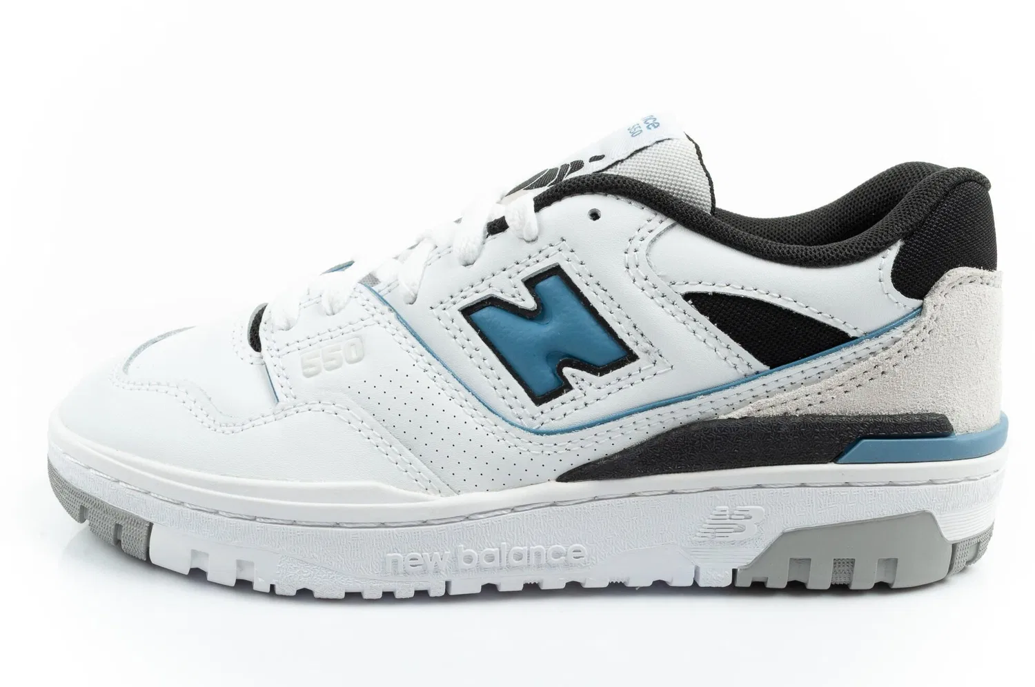 Детские кожаные кроссовки New Balance 550, Цвет Weiss Schwarz Blau — фото 2