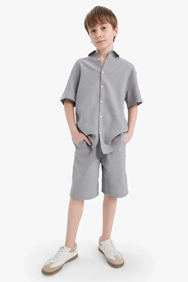 Детские шорты для мальчиков текстурированные Elastic Waist Textured Shorts For Boys Defacto, Gray-Gr265