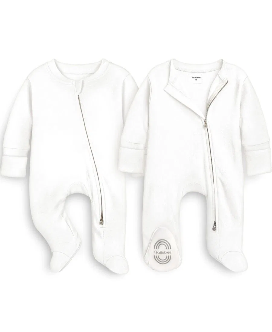 Комплект детских пижам с закрытыми стопами Soothe Sleep N' Play Footed Pajama, 2-шт KeaBabies, Soft White