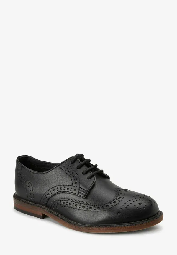 Туфли кожаные Wide fit brogues - lace-ups Next, черный — фото 2