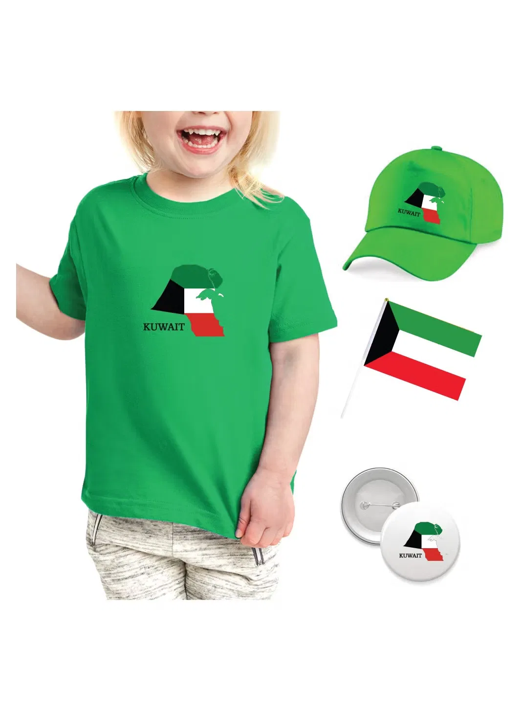 Комплект футболка с кепкой и значком Printshop4Me, зеленый