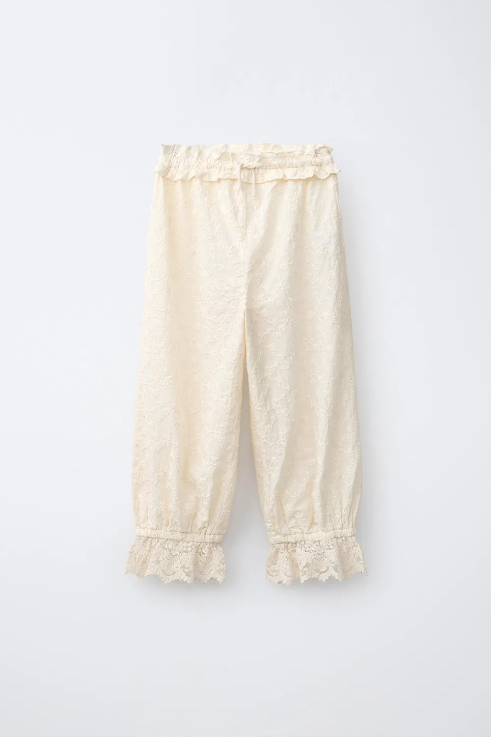 Вышитые брюки-саруэль ZARA, Ecru