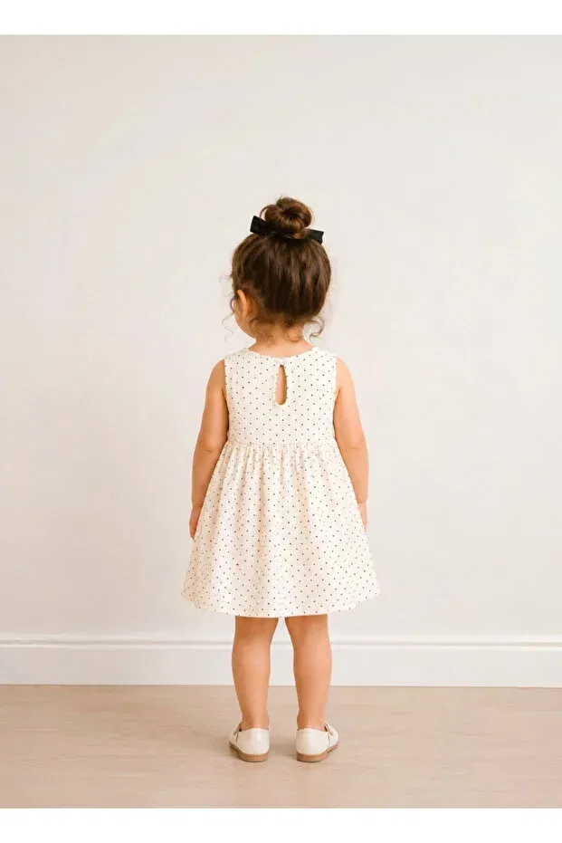Детское платье для девочек хлопковое Polka Dot Muslin Dress Furyatex, Bow-Tie Polka-Dot — фото 3