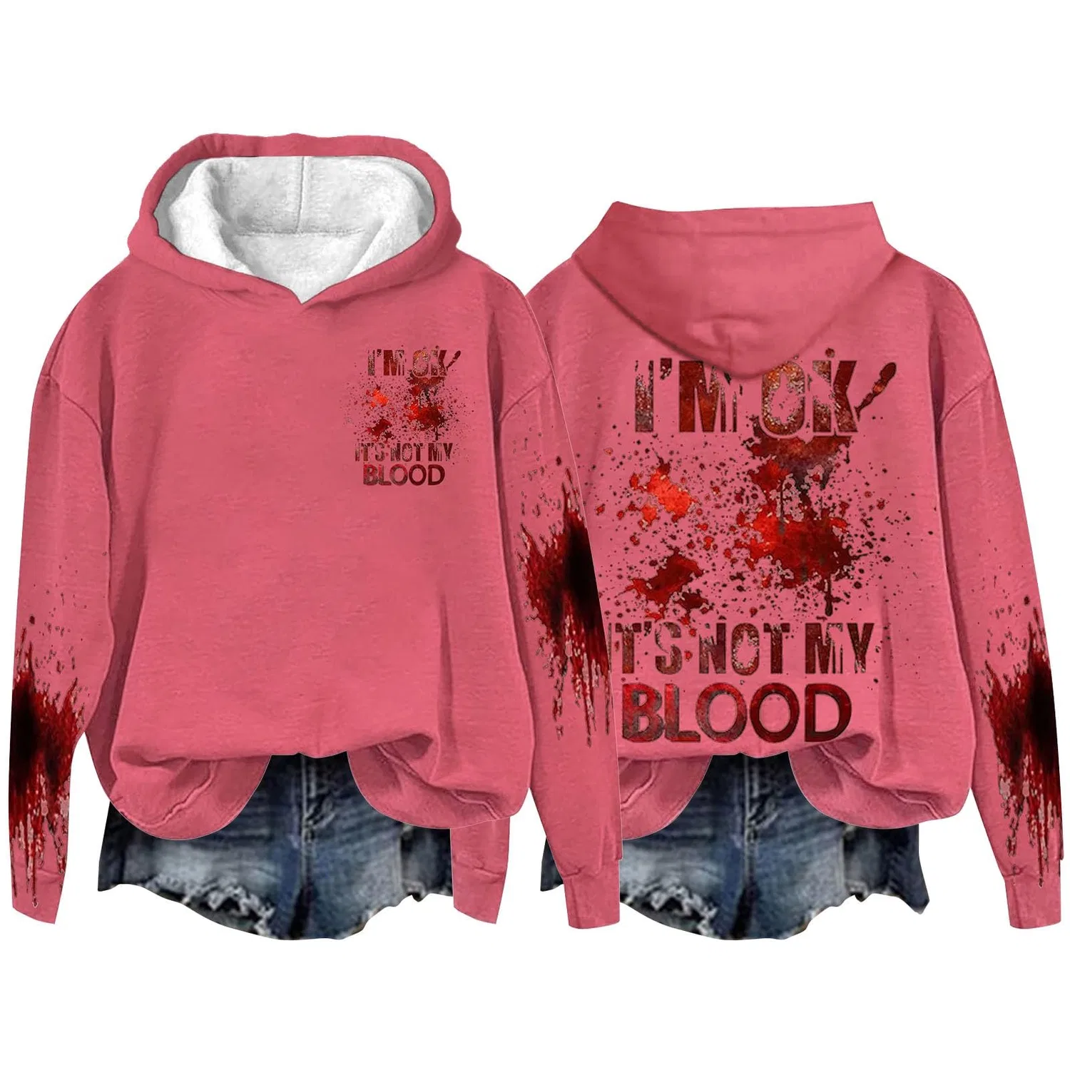 Женский худи с принтом I'M Ok Its Not My Blood, Hot Pink