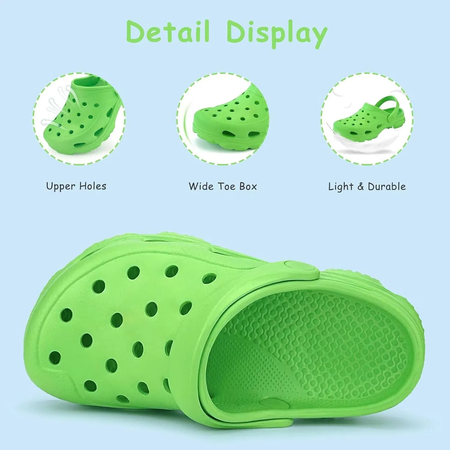 Детские сабо-мюли с закрытым носком Garden Clogs Cofopo, Grass Green — фото 3