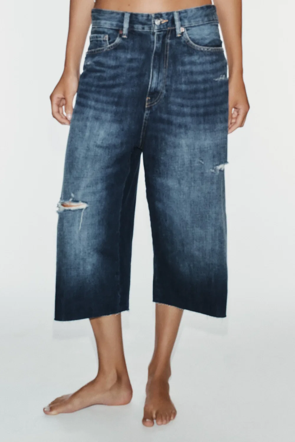 Джинсовые шорты TRF BAGGY ZARA, Navy blue — фото 3