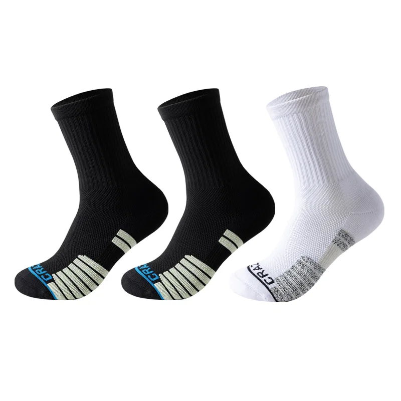 Детские баскетбольные носки, комплект из 3 пар, Black+Green 2+White Gray 1, MIIOW