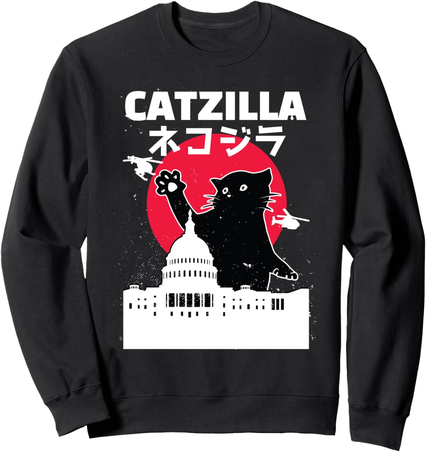 

Толстовка с изображением кошки Зиллы в японском стиле, ретро-винтаж, закат и городской пейзаж Japanese Culture Art Design, черный