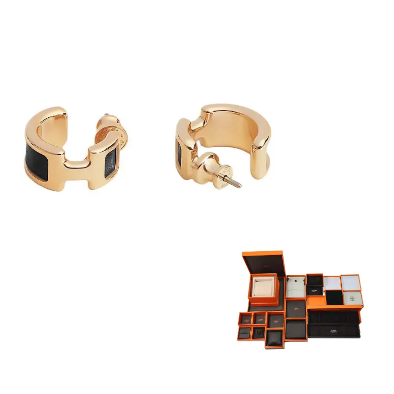 

HERMES Сережки из телячьей кожи для женщин Gold