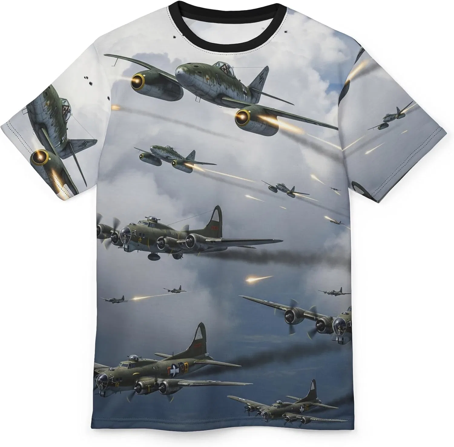 Унисекс футболка с принтом Messerschmitt Me 262 Black Stitching — фото 2