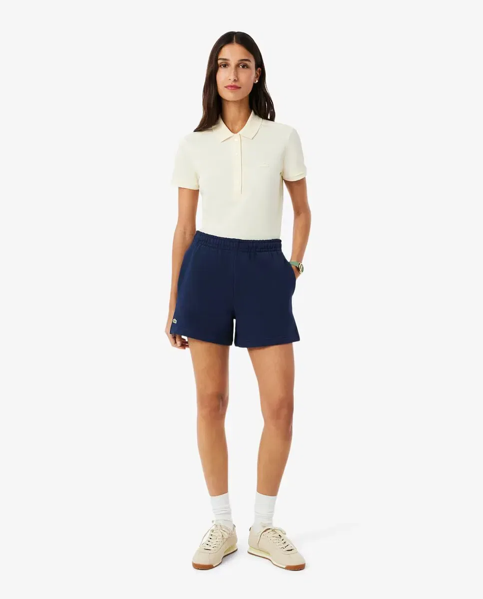 Шорты женские Lacoste Azul Marino, из футера с эластичным поясом — фото 2