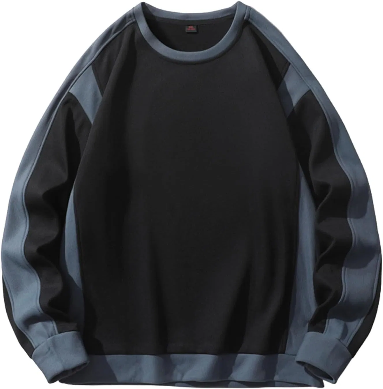 Мужская свободная футболка с длинным рукавом Patchwork, Black — фото 4