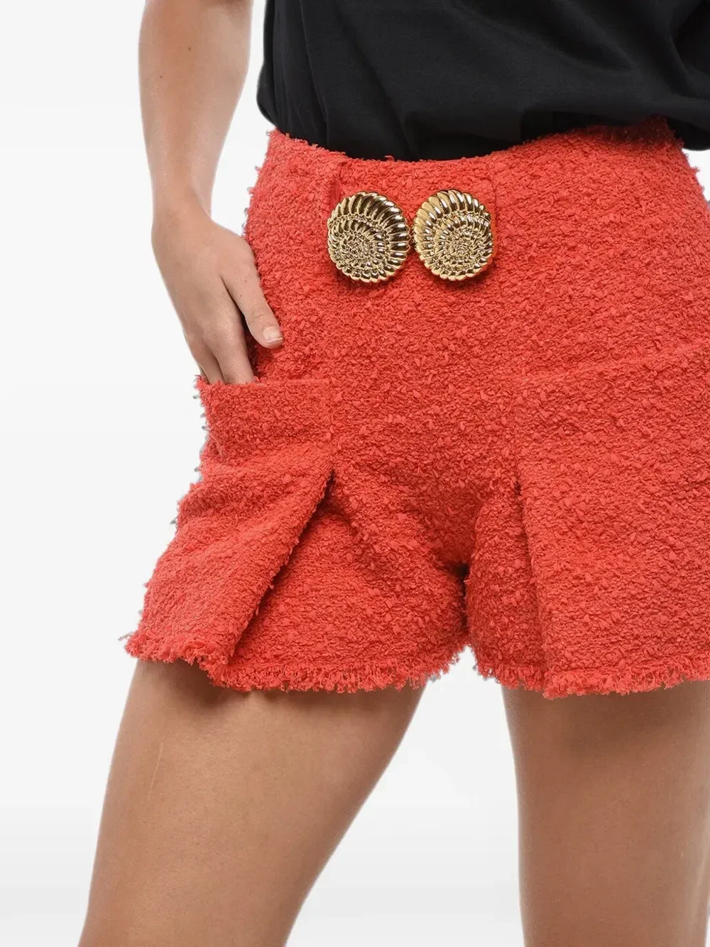 Шорты Balmain Escargot с декоративными элементами, красный — фото 4