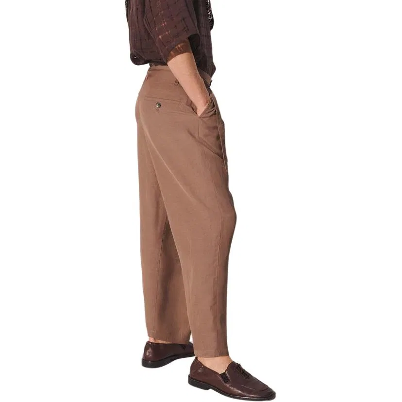 Мужские брюки свободного кроя с широкой штаниной Dark Taupe ZARA, Dark Taupe — фото 4