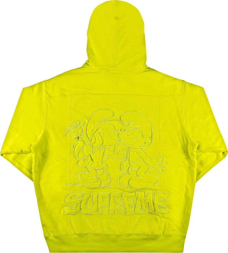 Толстовка Supreme x Smurfs Hooded Sweatshirt 'Acid Green', зеленый — фото 3