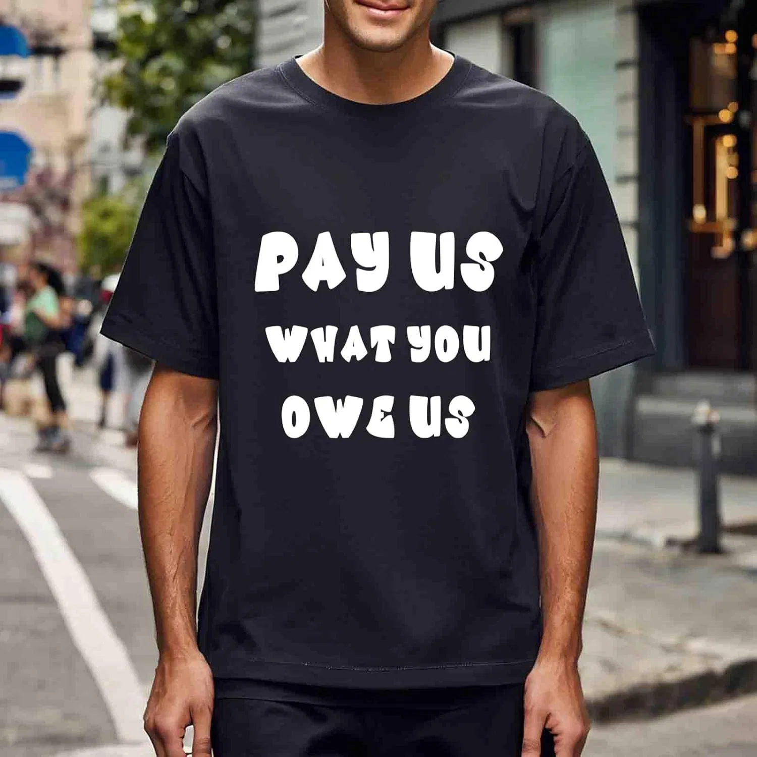 Мужская футболка с принтом Letter Graphic, Shirt-004, Paey Us What You Owae Uns1 — фото 3