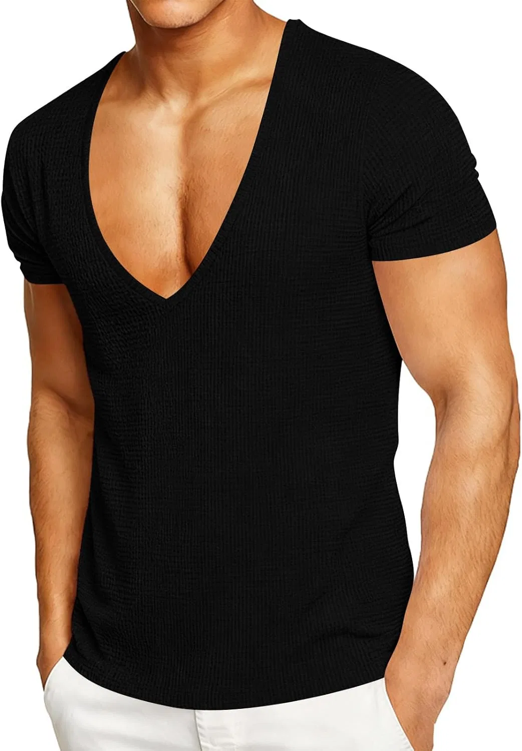 Мужская футболка с V-образным вырезом Stretch Muscle, Black