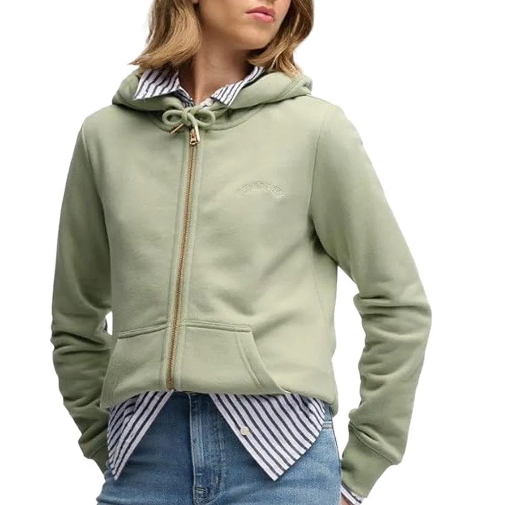 Женское худи с капюшоном и молнией Superdry Essential Logo Ziphood, Grun