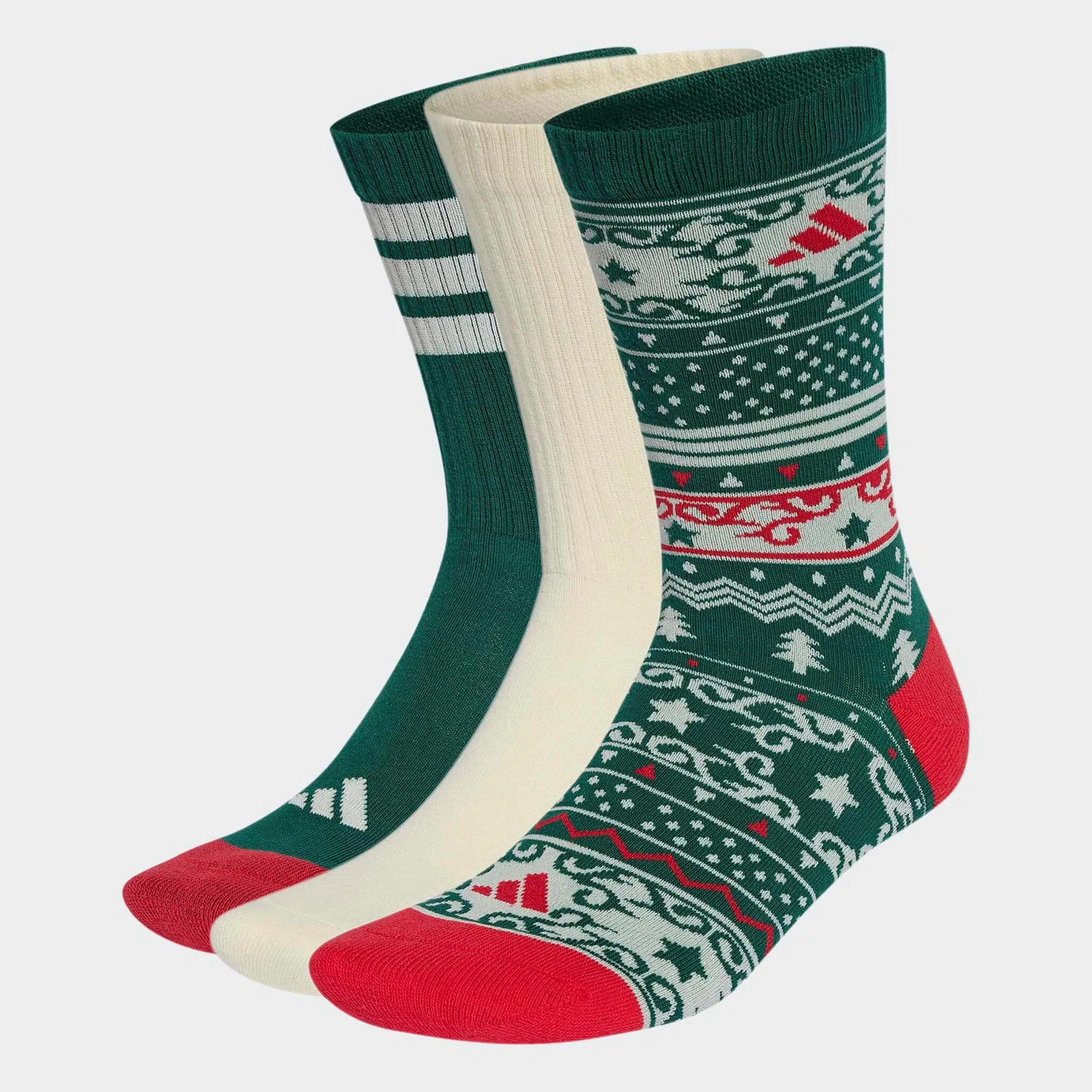 Женские носки с праздничным принтом Adidas Performance, Collegiate Green/Ivory/Pure Ruby