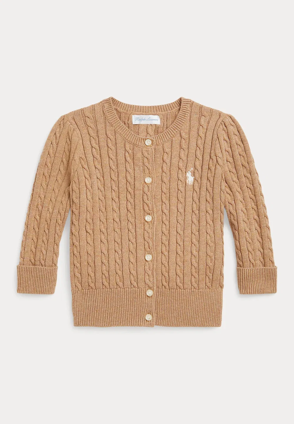 Хлопковый кардиган с мини-косичкой - кардиган Polo Ralph Lauren, Camel Heather