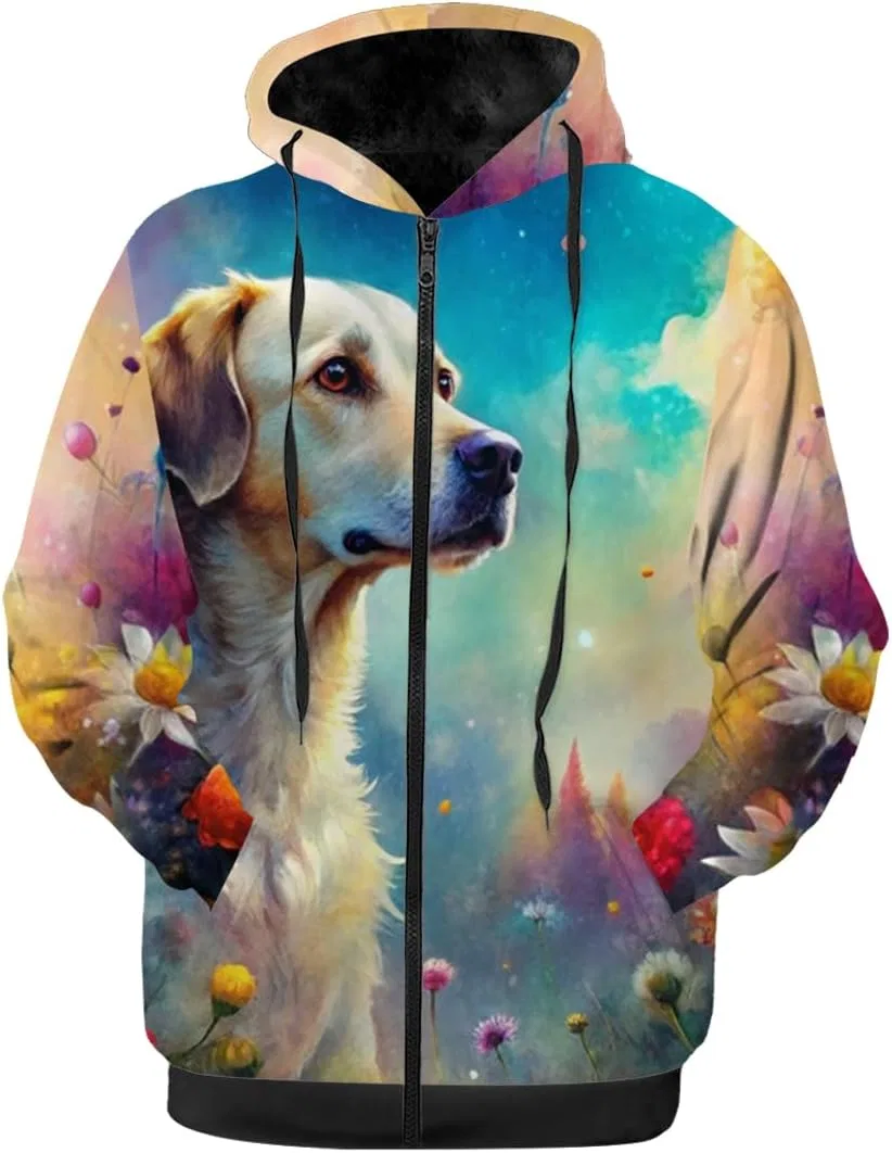Мужская куртка из флиса с принтом, 3203 Labrador Retriever Blue