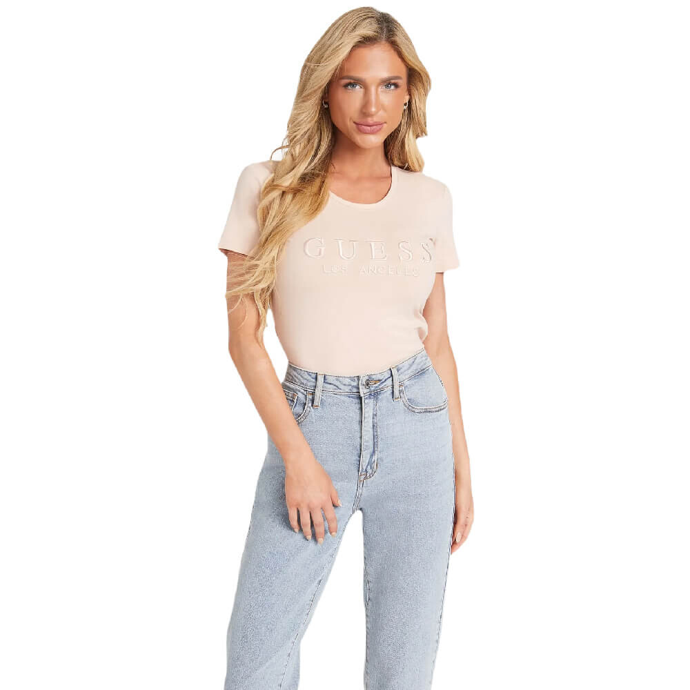 

Футболка Guess Factory Lizza Embroidered Logo, бежевый