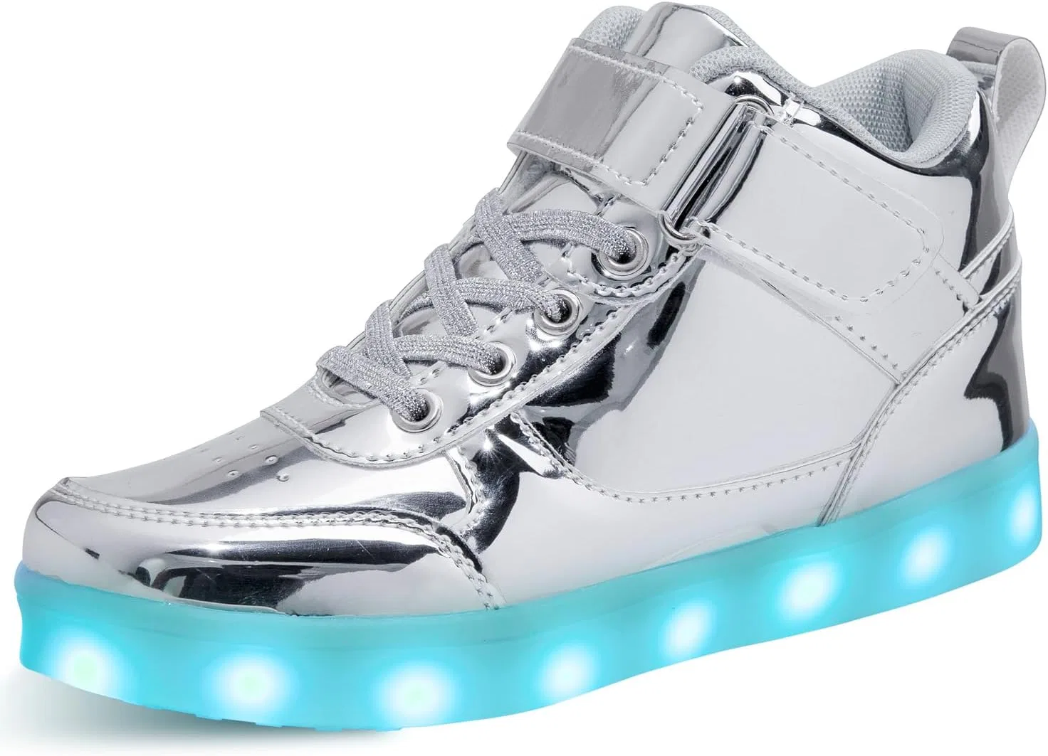 Детские светящиеся кроссовки с LED-подсветкой на шнуровке SEROUNY, Silver