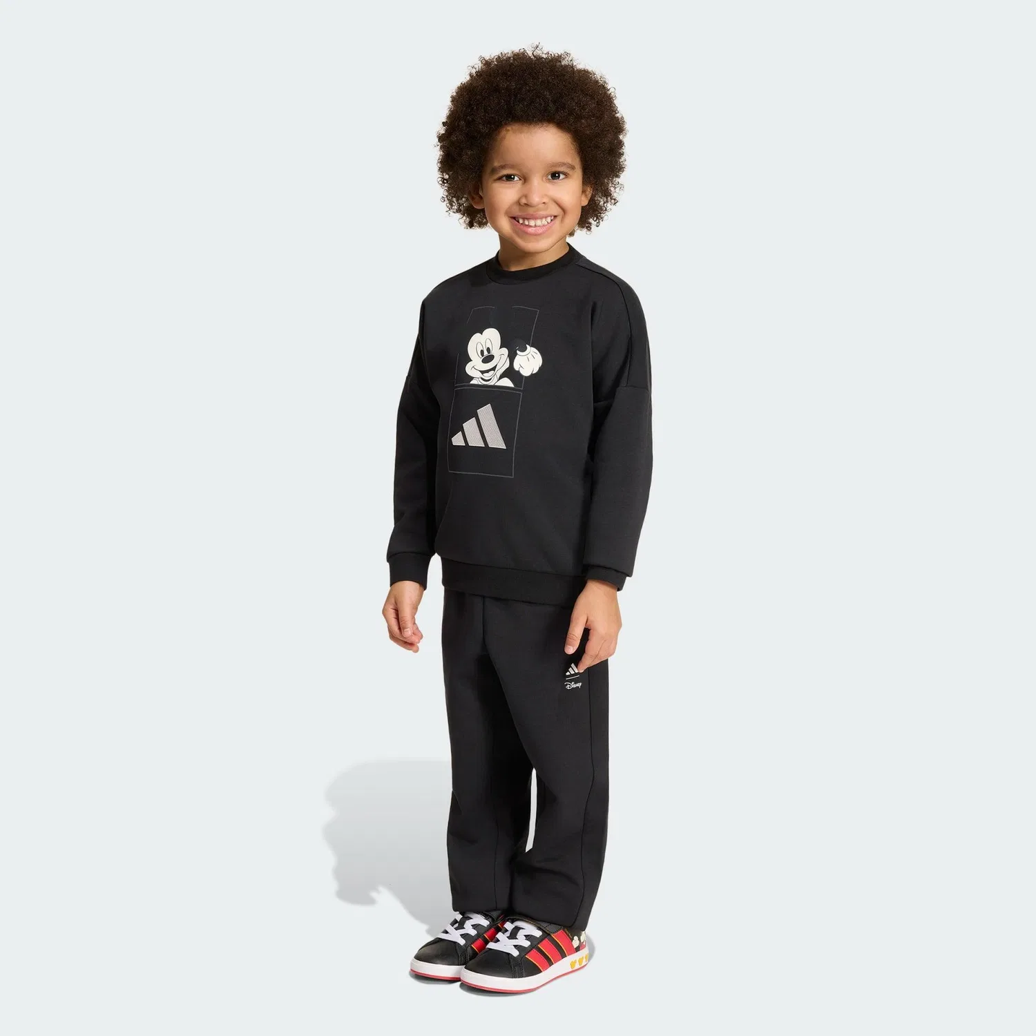 Детский спортивный костюм с принтом Mickey Mouse Adidas, Schwarz Weiss — фото 2