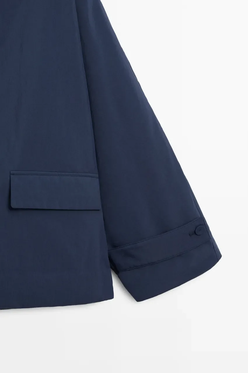 Пальто Massimo Dutti Lightweight Quilted Short, темно-синий — фото 4