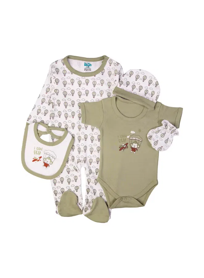 Комплект из 5 предметов с принтом I Can Fly Babies Basic, фисташковый — фото 2