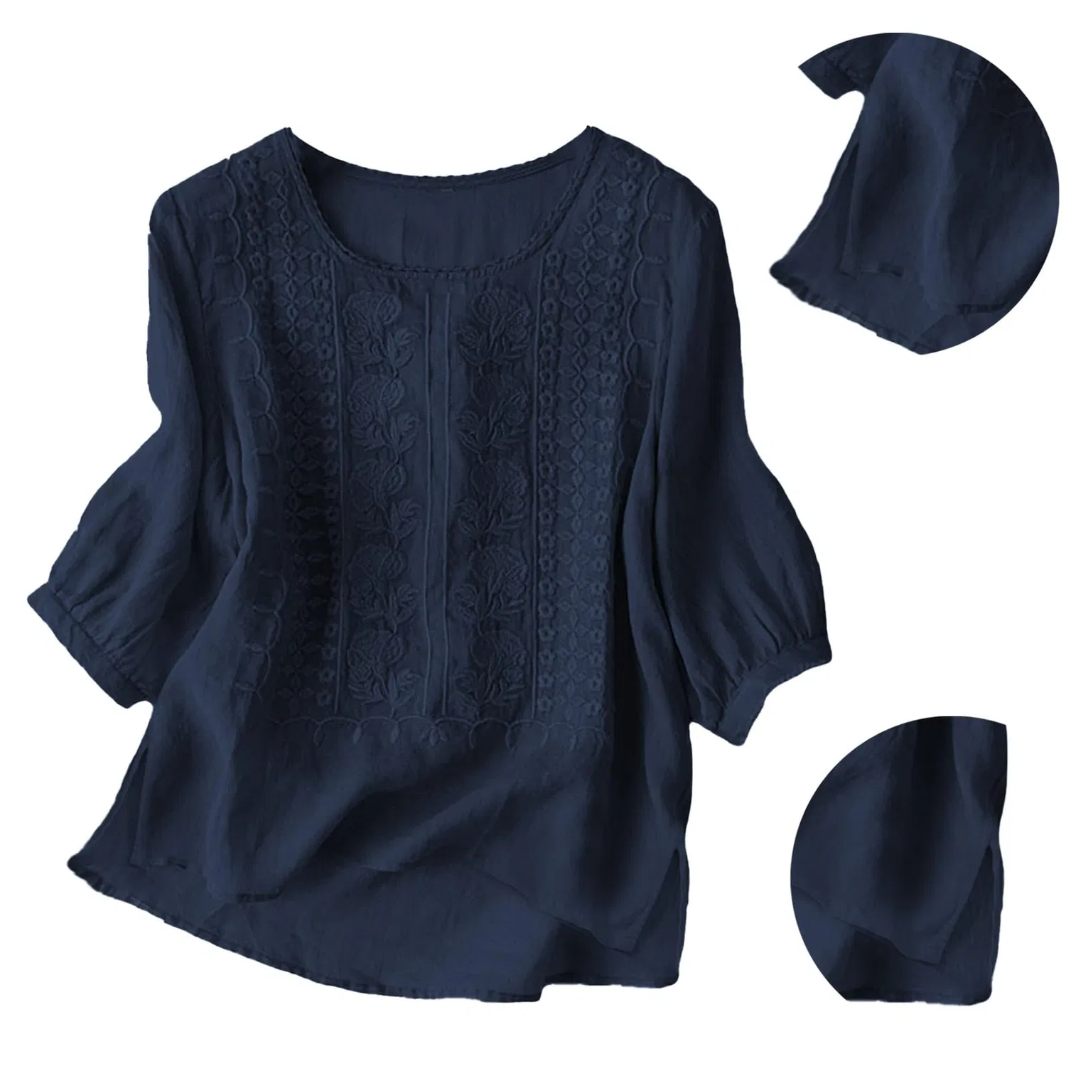 Женская блуза с вышивкой Chinese Tunic, Navy Blue — фото 4