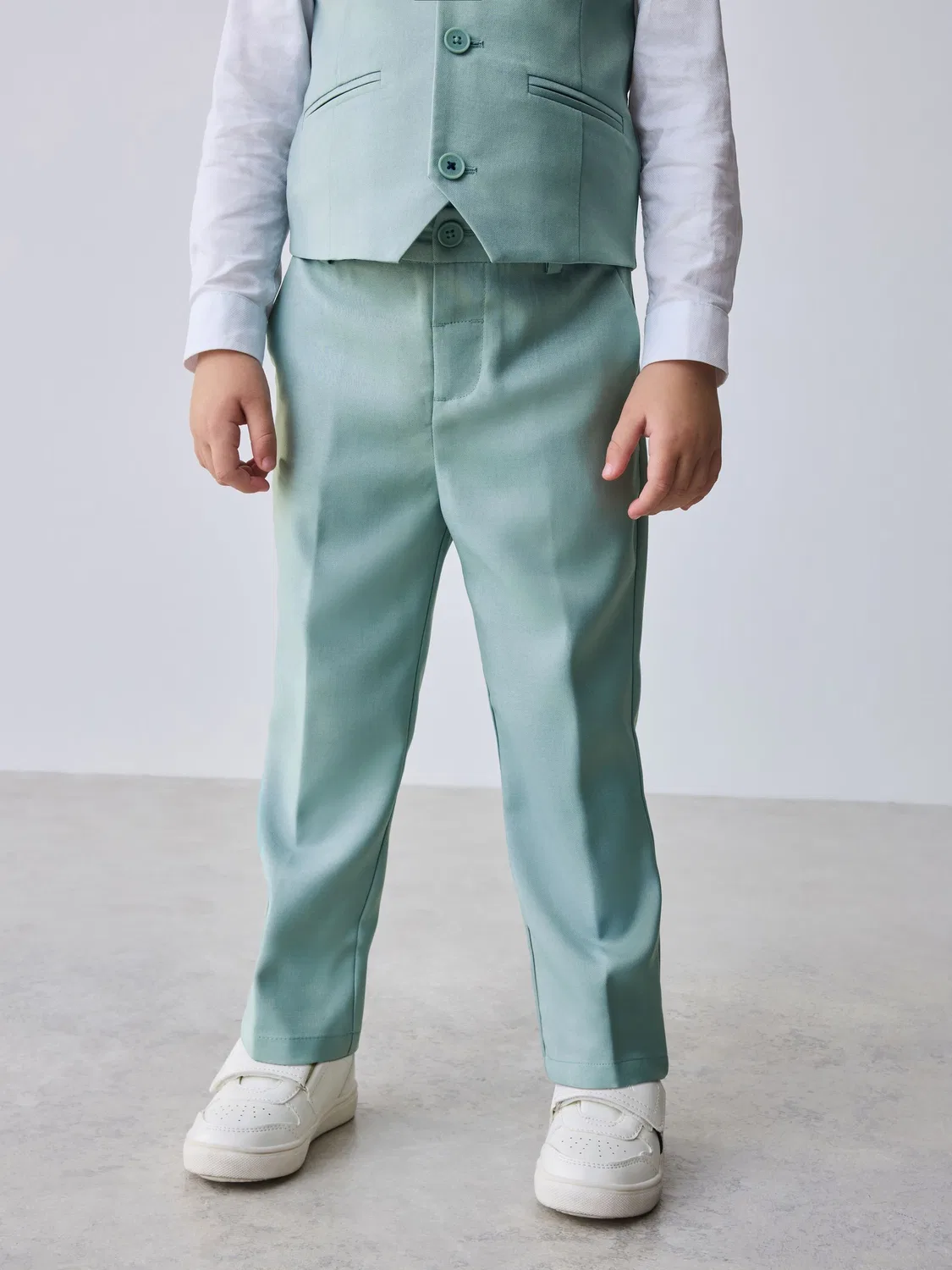 Костюм тройка с жилетом, рубашкой и брюками Baker by Ted Baker, зеленый — фото 2