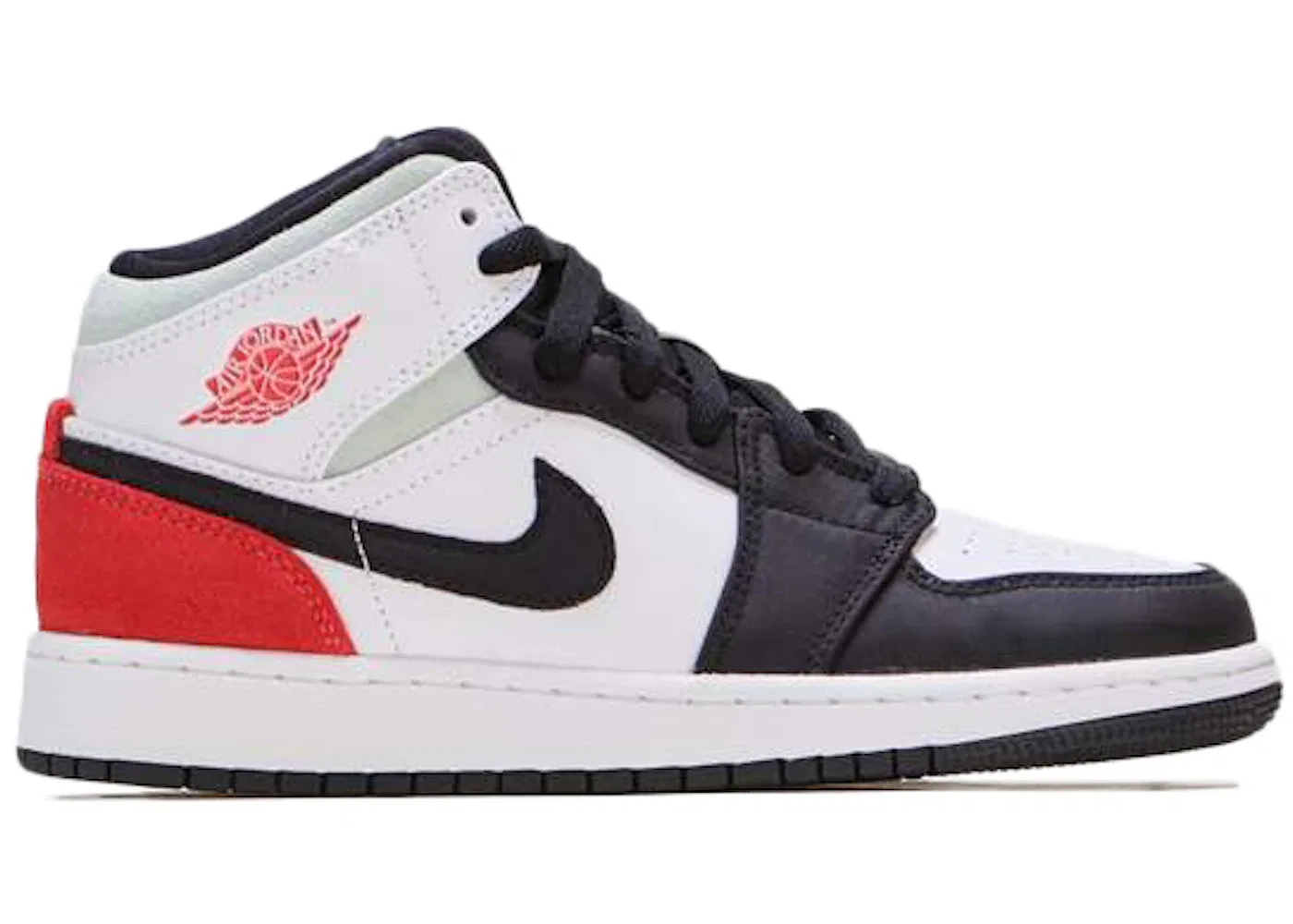 Детские кроссовки Lifestyle с кожаным верхом Jordan 1 Mid, White/Black-Red-Spruce