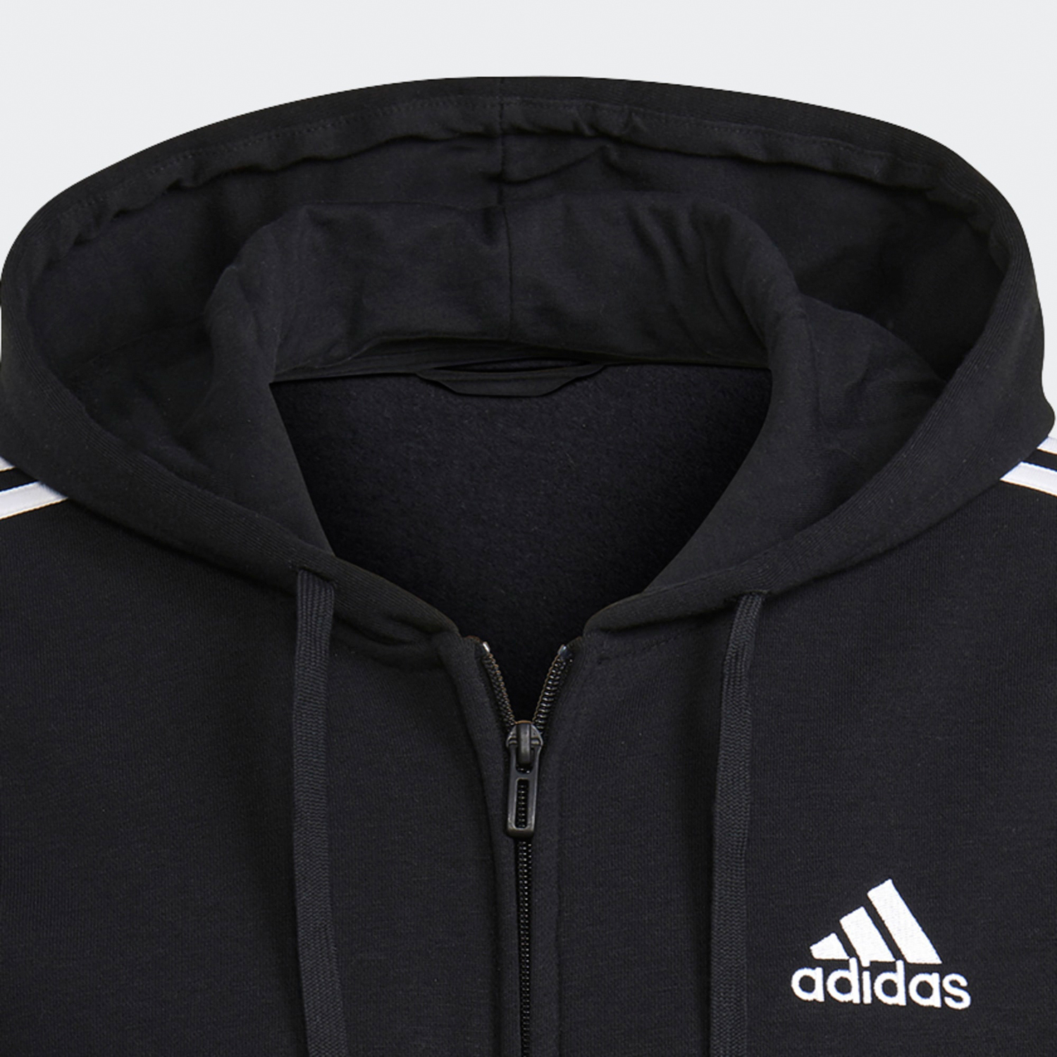 Толстовка Adidas Essentials Fleece 3-Stripes Full-Zip, черный — фото 2