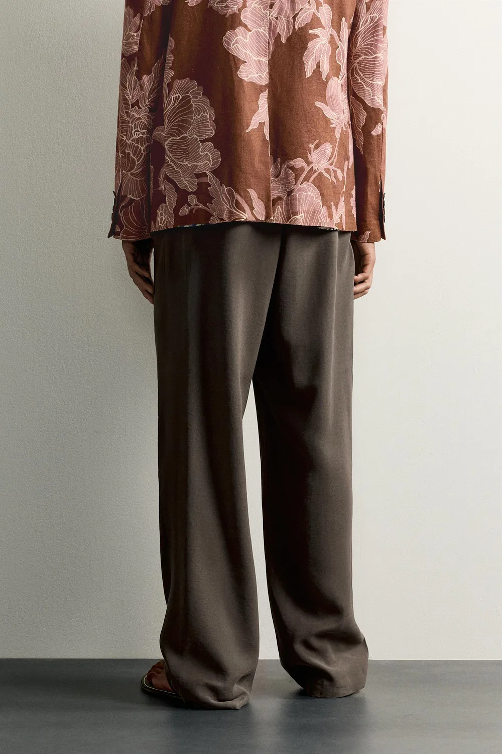 Свободная серия струящихся драпированных брюк ZARA, Sand/Marl — фото 3