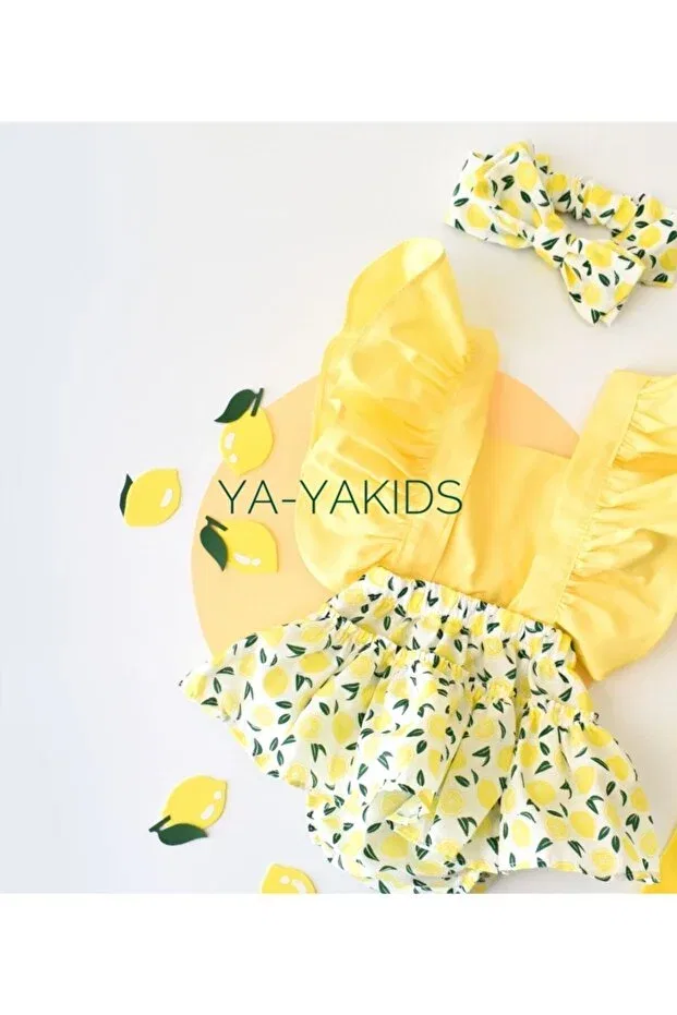 Детский комбинезон для девочек хлопковый Yayakids, Lemon Pattern