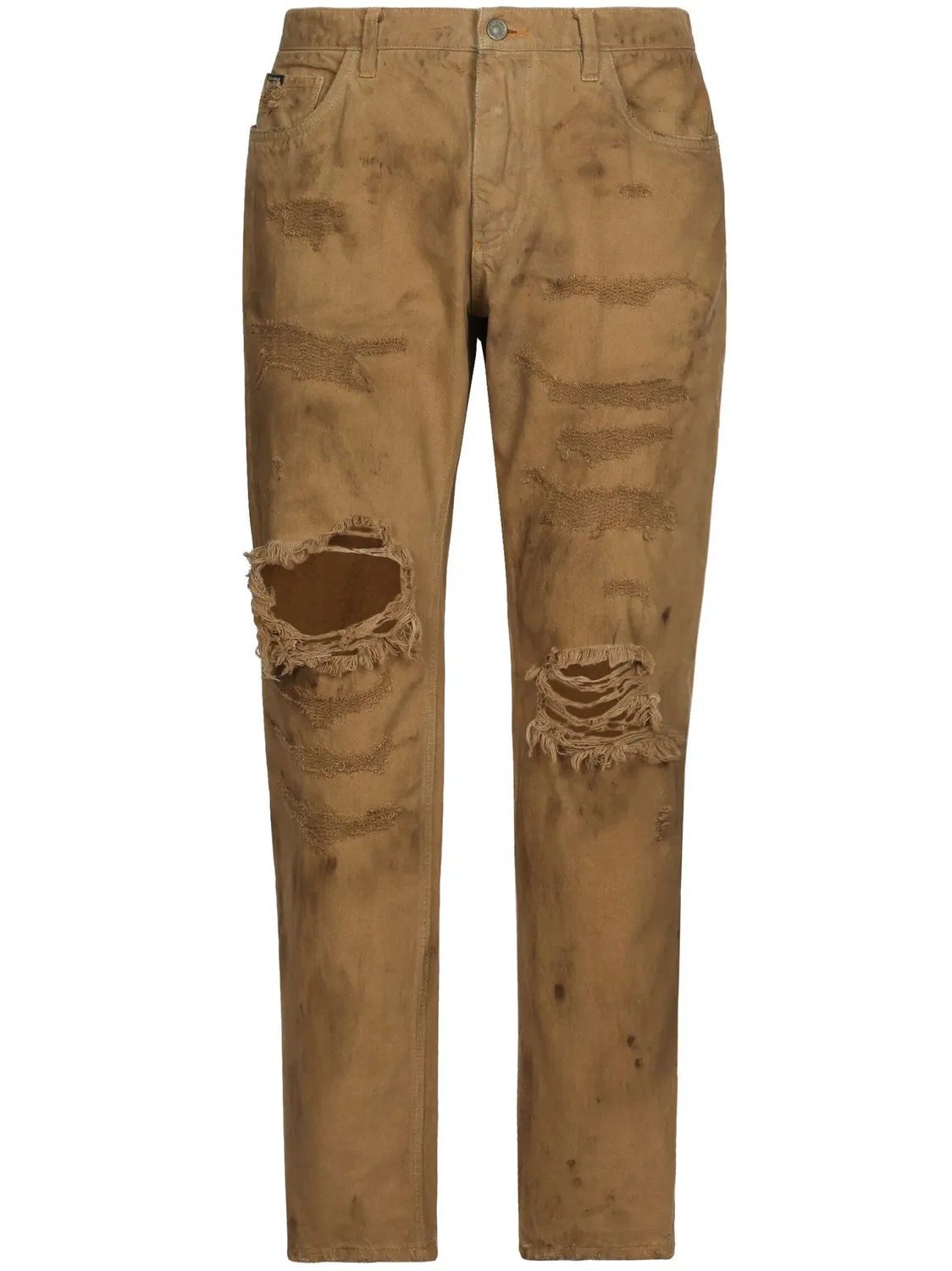 Рваные джинсы slim-fit Dolce & Gabbana, коричневый
