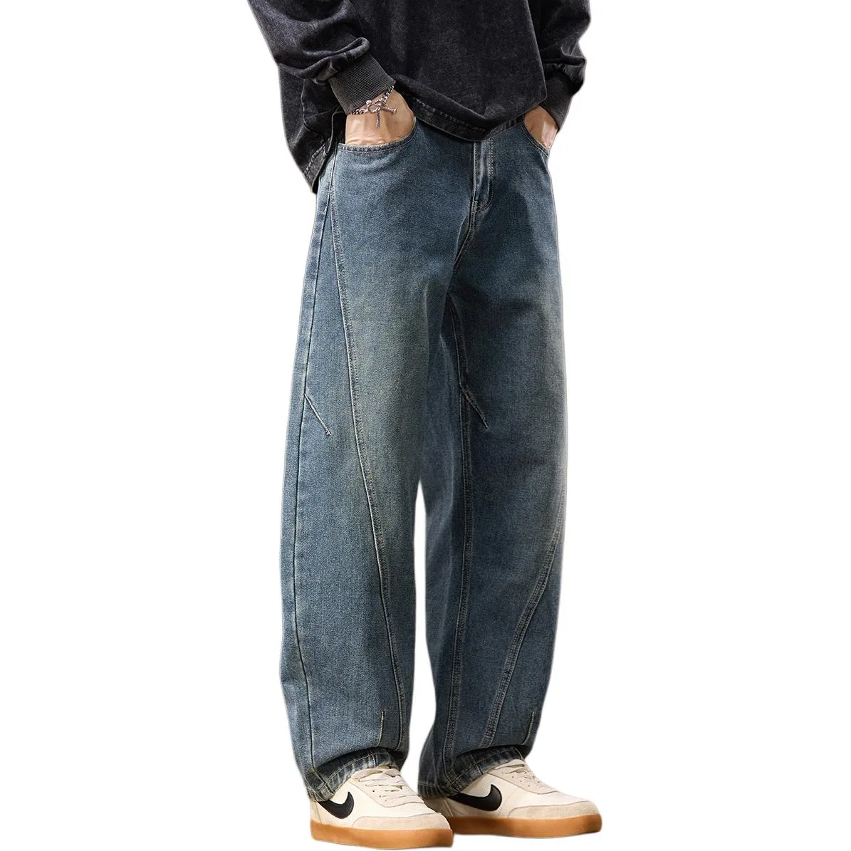 Детские джинсы свободного кроя с широкой штаниной, Moderate Wide Leg, Tonlion — фото 4