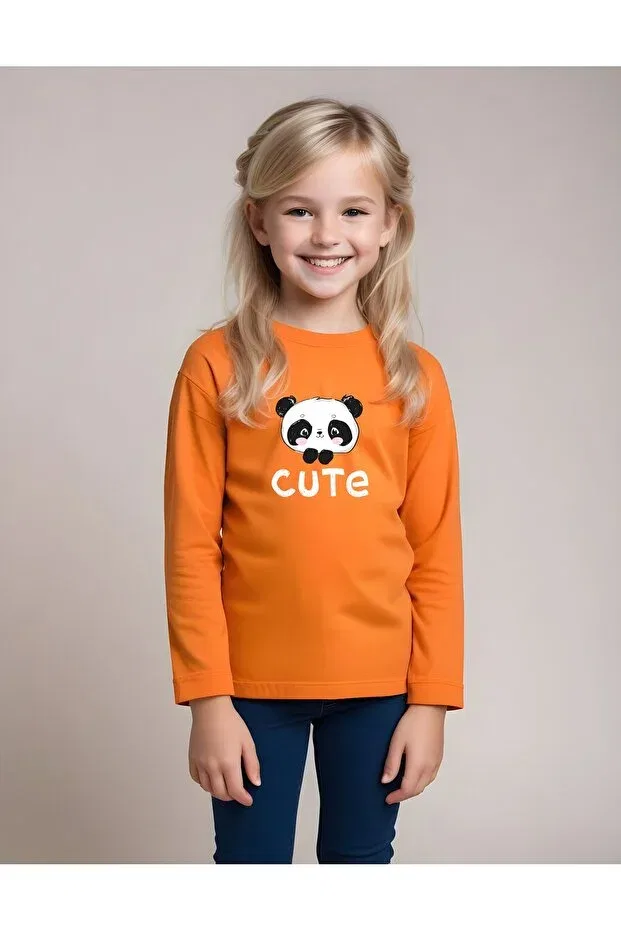 Детские свитшот для девочек с принтом Panios Kids, Orange