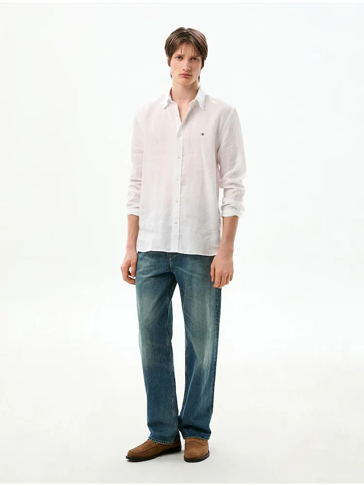 Рубашка с длинным рукавом из льна, Premium Linen Shirt TOMMY HILFIGER, White — фото 2