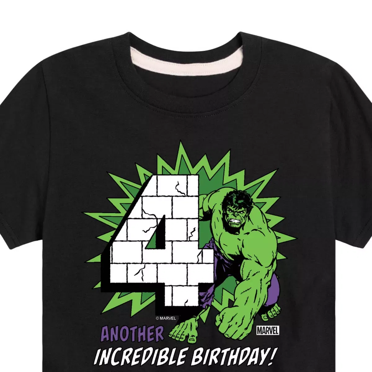 Детская футболка с принтом Hulk Incredible Birthday 4 Marvel, Navy — фото 2