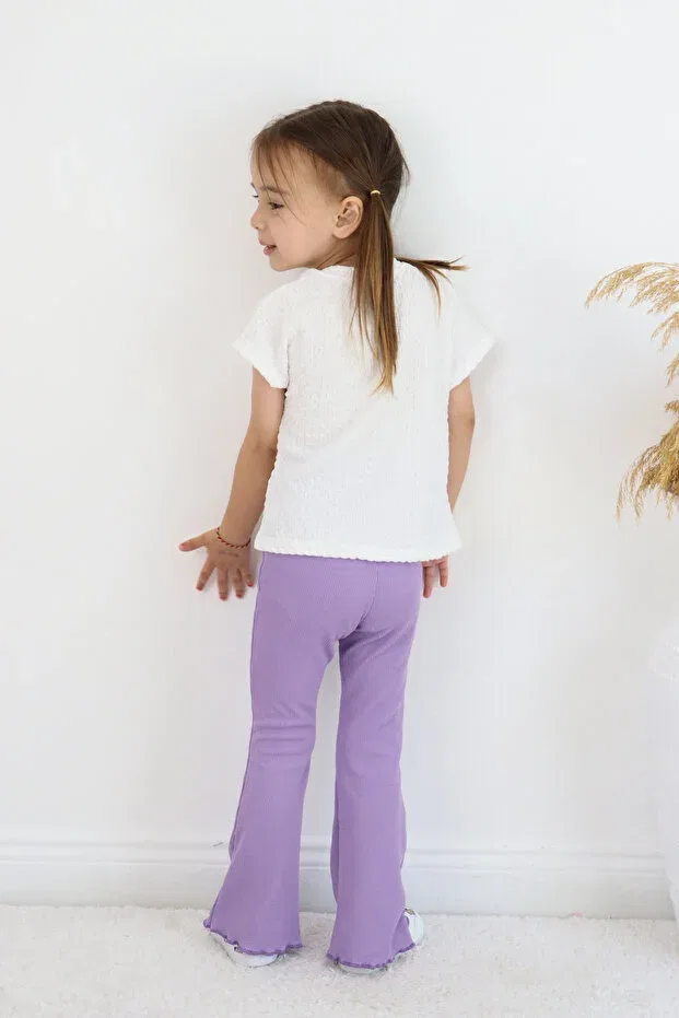 Детские леггинсы для девочек хлопковые Flare Leg Fesshera Kids, Purple — фото 4