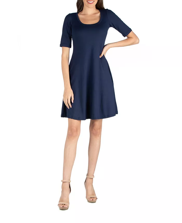 

Женское платье трапеция с рукавами три четверти 24seven Comfort Apparel, синий