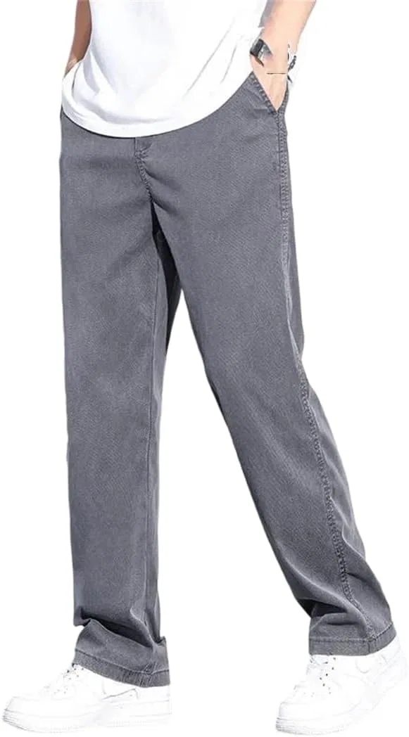 Джинсы свободные прямые Elastic Waist, серые