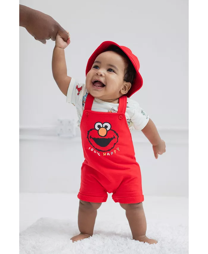 Попробуйте комплект одежды для мальчиков Baby Boys Sesame Street Elmo из мягкого велюра: комбинезон-шорты, футболка и шапочка (3 предмета) для новорожденных, красный — фото 4