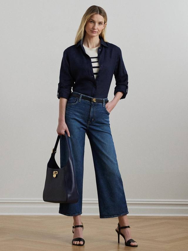 

Джинсы saira с высокой посадкой и широкими штанинами Ralph Lauren, синий