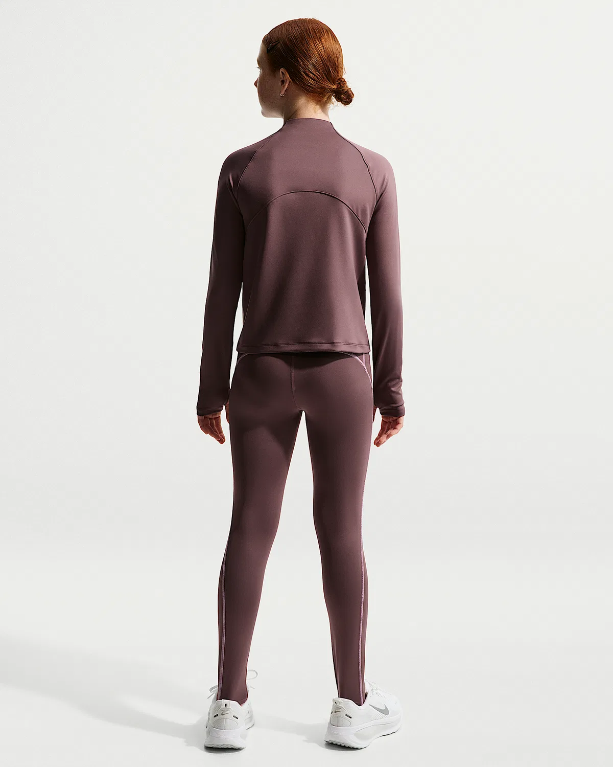 Детские (девочки) Nike Pro Dri-FIT с длинным рукавом и полузамком, Tattoo/Tattoo/White — фото 4