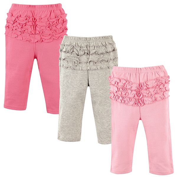 Хлопковые штаны для девочки 3 шт, pink gray Hudson Baby — фото 2