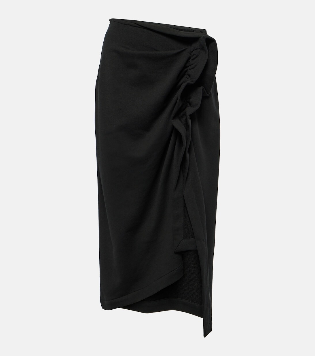 

Юбка миди со сборками из хлопка Dries Van Noten, черный