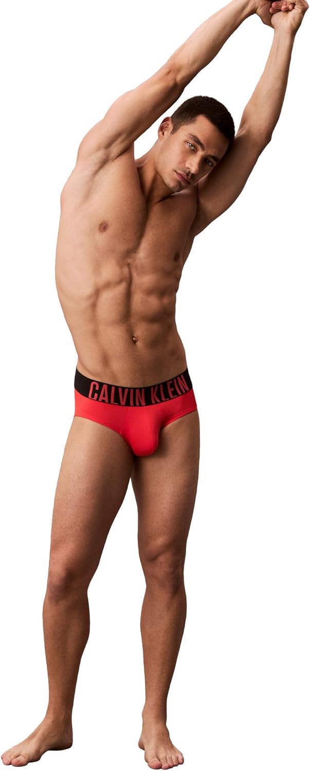 Комплект трусов-брифов Calvin Klein Intense Power Hip, 3 предмета, черный/темно-серый/красный — фото 4